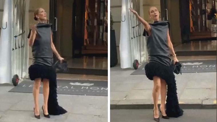 Celine Dion steps out of Paris hotel to sing in the street for fans
