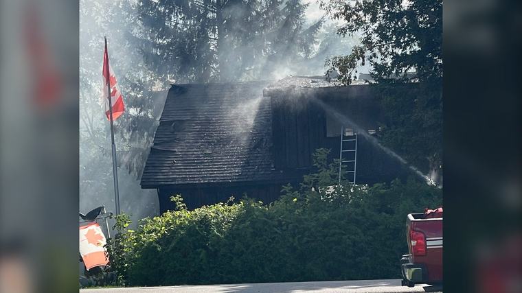 Home on fire in Waubaushene, police asking people to avoid area